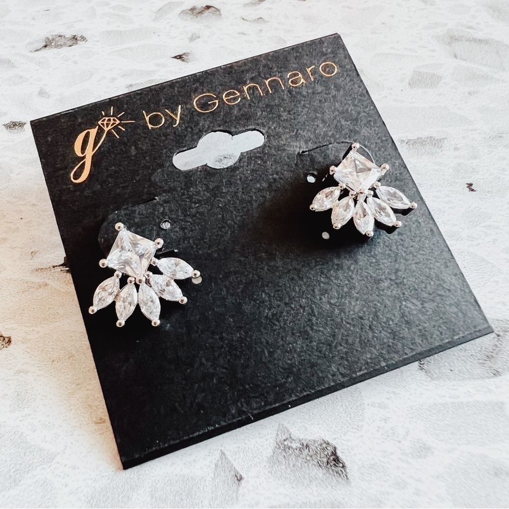 G by Gennaro Women's Silver Sparkly Elegant Earrings NEW